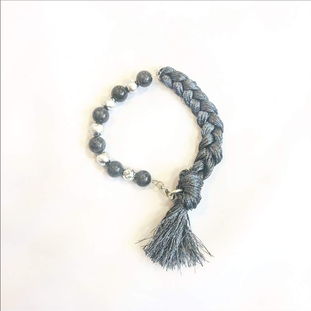 NEW HANDCRAFTED SILVER & PEWTER TASSEL BRACELET